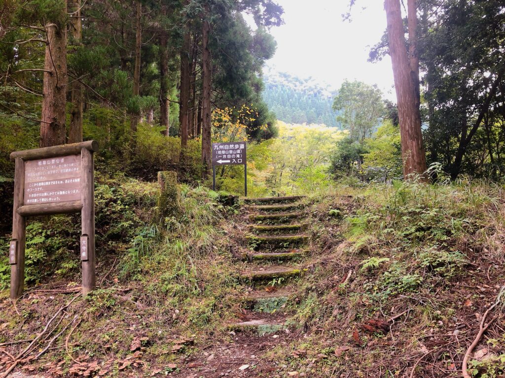 舗装路をしばらく歩くと登山道の入口があります