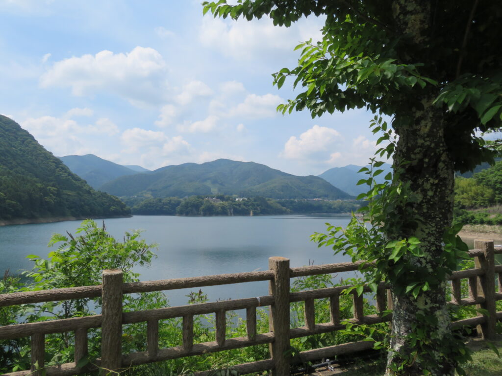 赤谷湖を眺めながら自然歩道を進みます