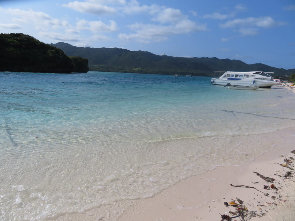 砂浜に降りてきました
さっきと違い濃い青色に見えます