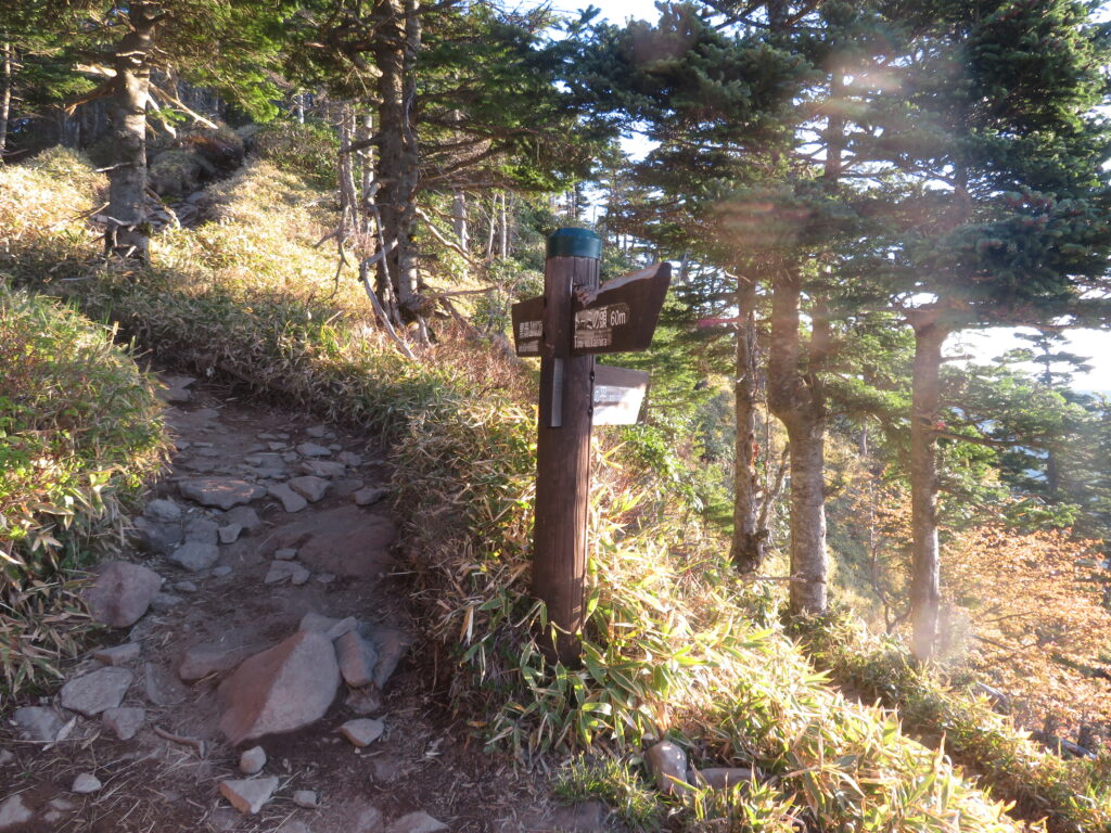 右：草すべり（激下り）
左：黒斑山
外輪山は左に行きます