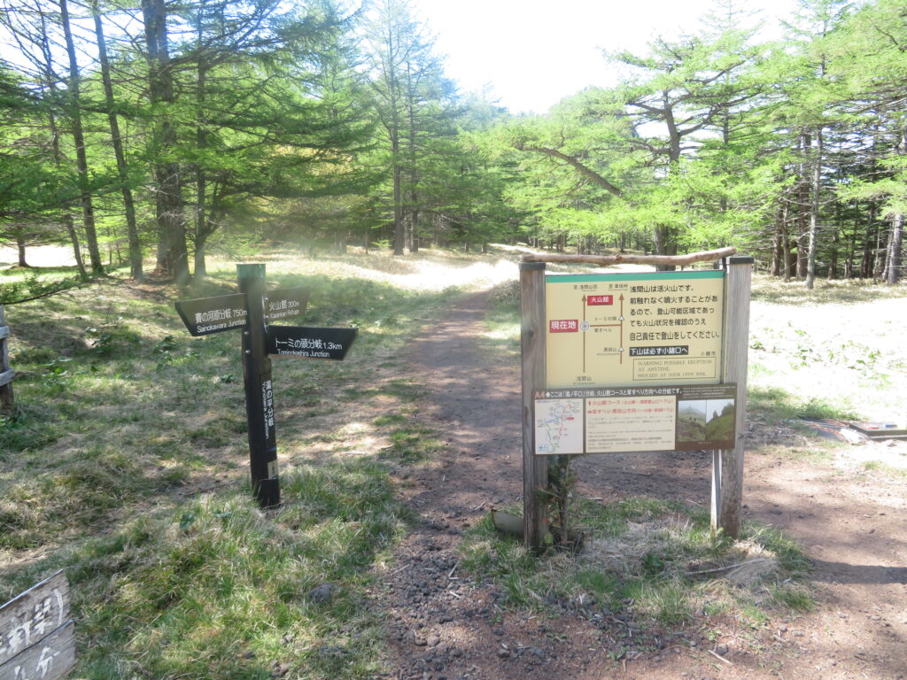 前：浅間山荘
右：トーミの頭（草すべり）
トーミの頭まで戻ります