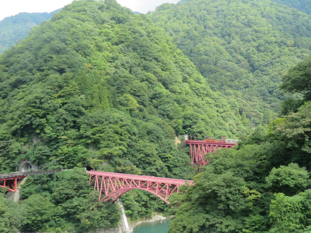 陸橋をトロッコ列車が通過しました！